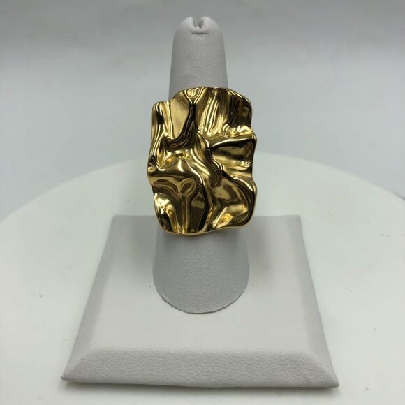 18K Gold Plated Women's Art Inspired Open Back Ring Hypoallergenic Waterproof - Picture 3 of 10